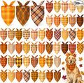 200 Pcs Fall Plaid Dog Bandanas Bulk Autumn Gingham Check Pattern by Jeere