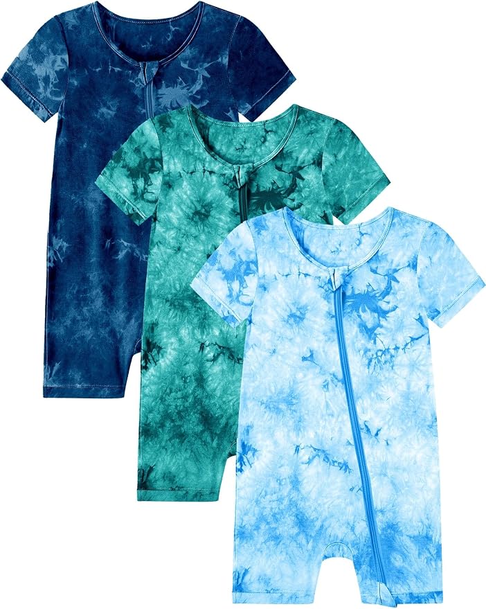 Jimonda Baby Bamboo Viscose Tie Dye Rompers Girl/Boys 3pc Pjs | Premium Soft by JimondaBaby