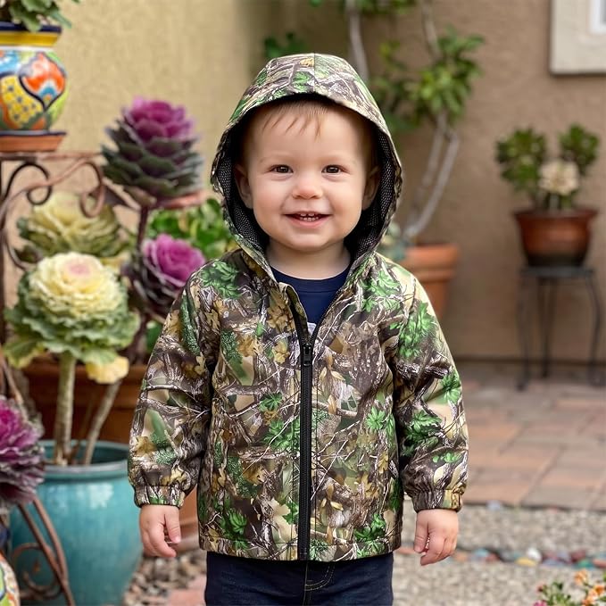 Toddler Baby Boy Lightweight Hooded Jacket Excavator Coat Outwear | Truck Print - Image 2