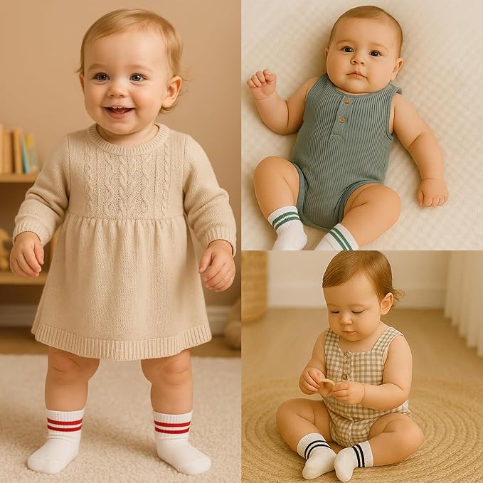 bistyle Baby Grip Ankle Socks 6 Pairs | Newborn Infant Toddlers Sock Organic - Image 2