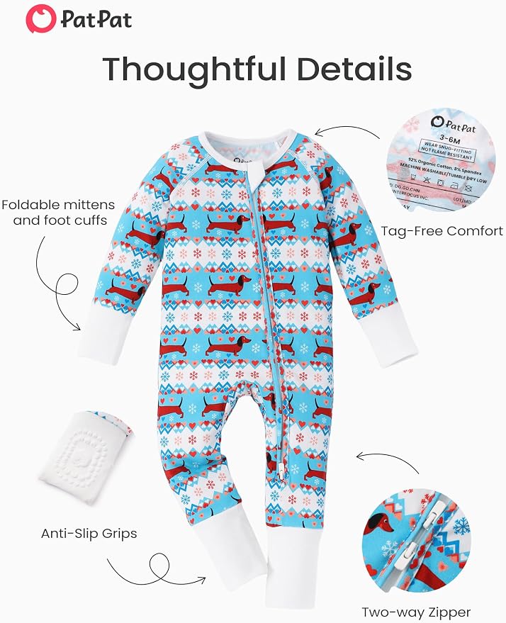PATPAT Organic Cotton Baby Footie Pajamas - Image 5