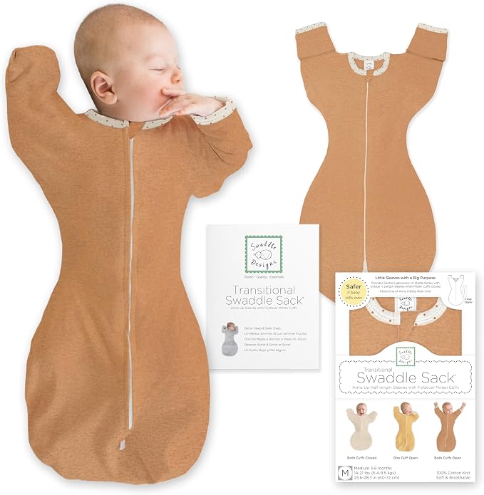 SwaddleDesigns Transitional Swaddle Sack, Arms Up Half-Length Sleeve & Mitten by SwaddleDesigns