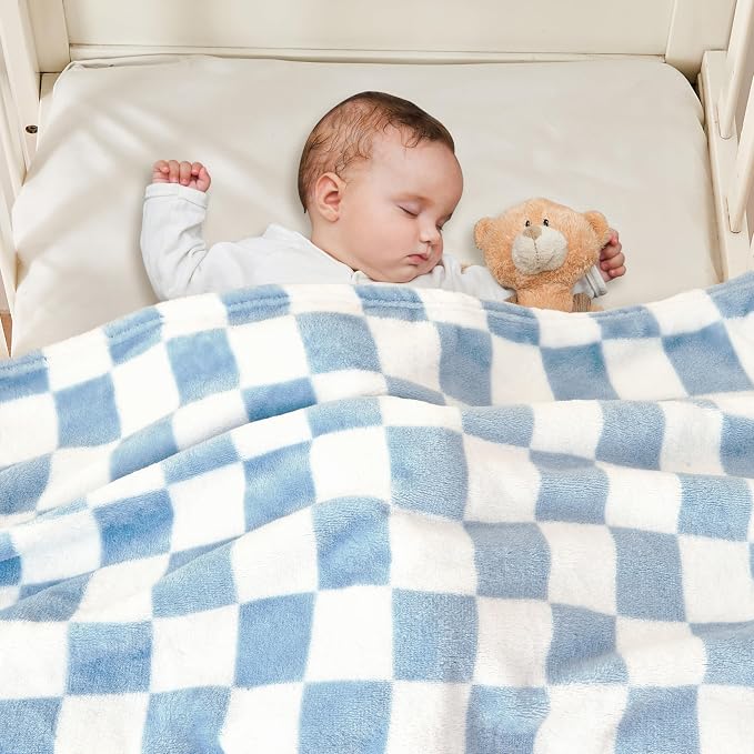 Yurhap Checkered Baby Blanket Fleece Baby Blankets - Image 3