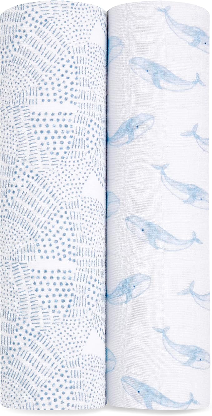 aden + anais Boutique Organic Cotton Muslin Swaddle 2 Pack, Breathable Baby by adenanais