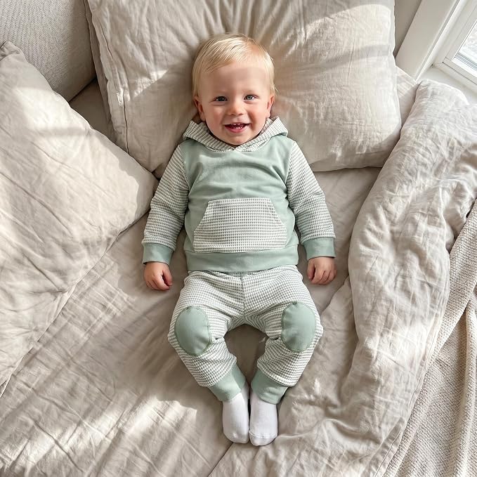 Infant Baby Boy Fall Winter Clothes Outfit Hooded Long Sweatshirt Pant Set - Image 4