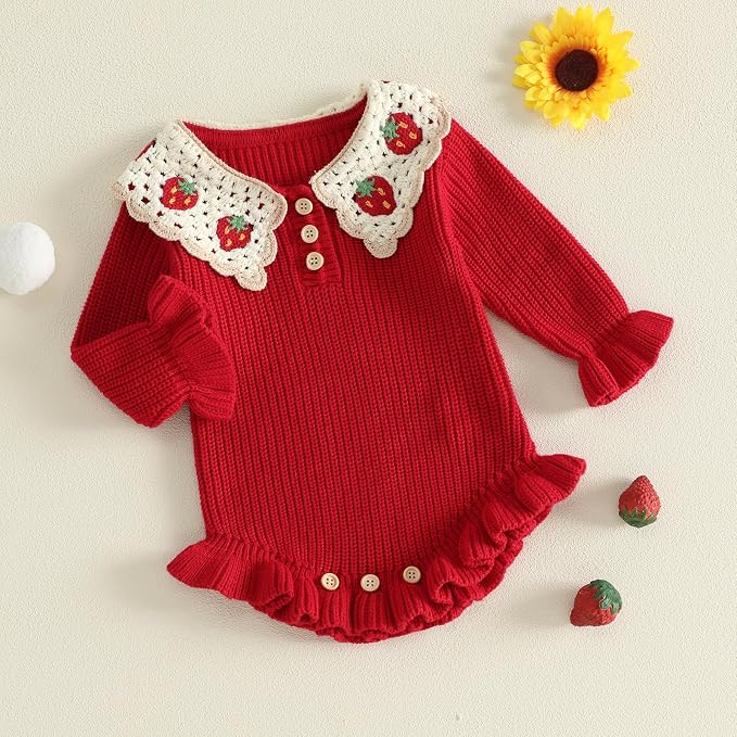 Mubineo Baby Girl Fall Winter Clothes Basic Plain Cute Sweater Romper Outfit - Image 8