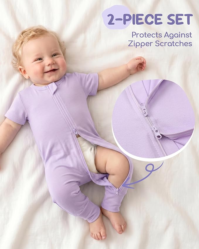 Baby Boy Girl Infant Rompers Short Sleeve Cotton Zipper Footless Summer - Image 3