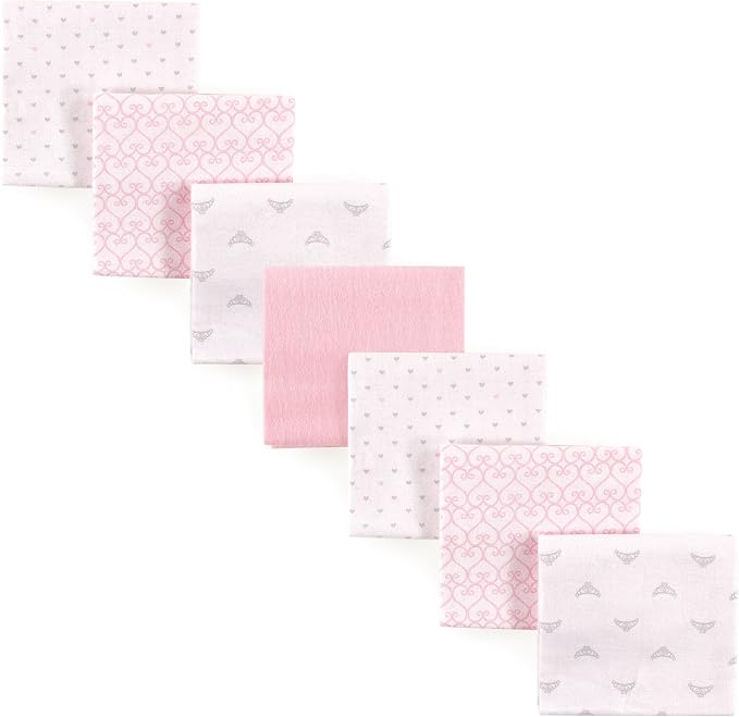 Luvable Friends Unisex Baby Cotton Flannel Receiving Blankets, Tiara 7-Pack - Image 2