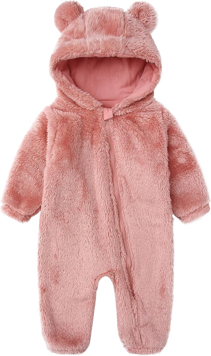 Baby Furry Jumpsuit Infant Bear Onesies Zipper Long Sleeve One-Piece Romper by BabymineStartFromTheHeart