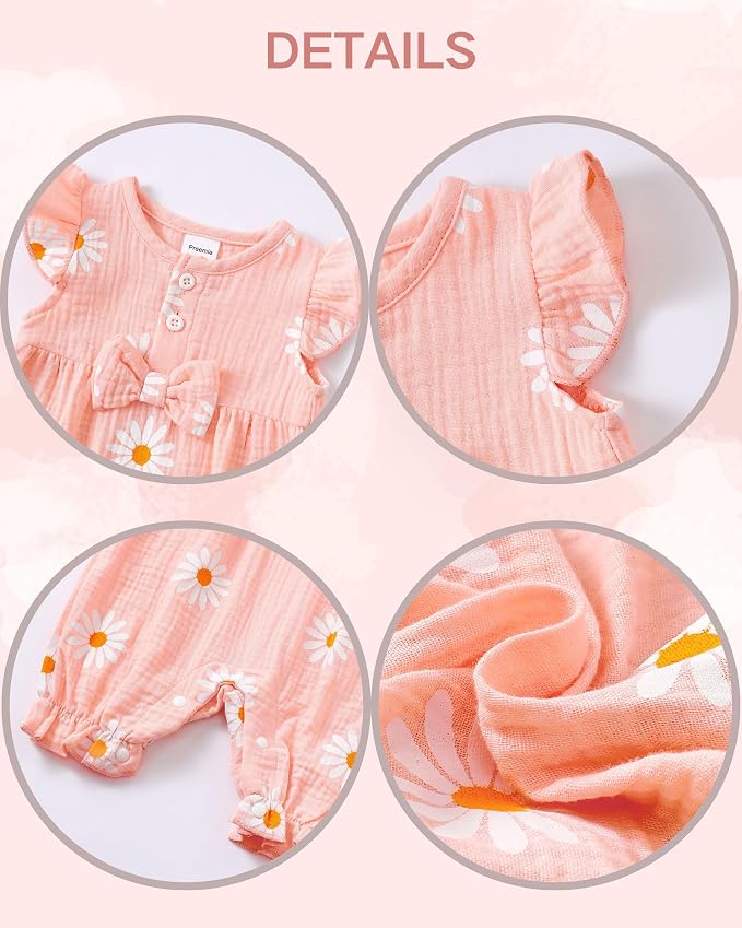 Renotemy Newborn Baby Girl Clothes Romper Summer Outfits Preemie-18Months | - Image 5