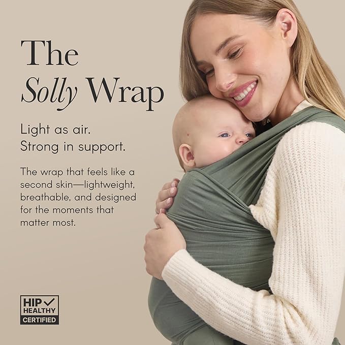 Solly Baby Wrap, Buttery-Soft Baby Carrier Newborn to Toddler 8-25 Lbs., Lightweight & Hands-Free Infant Wrap, Breathable Carrier, Baby Wearing & Postpartum Essential, New Mom Gift, Charcoal Toile