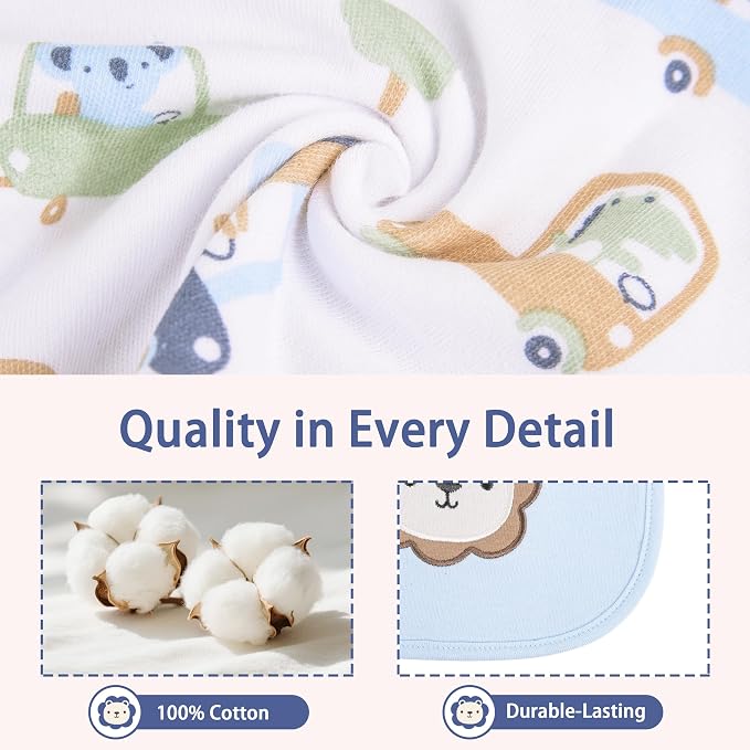 6 Pack Baby Bibs for Drooling and Teething Soft Cotton Absorbent - Image 4