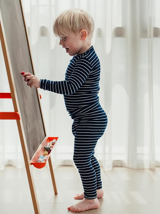 AVAUMA Stripe Pattern Baby Boys Girls Pajama Set Kids Toddler Snug fit Ribbed - Image 2