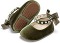 Baby Girls Mary Jane Flats - Infant Newborn Walking Shoes Soft Rubber Sole Princess Wedding