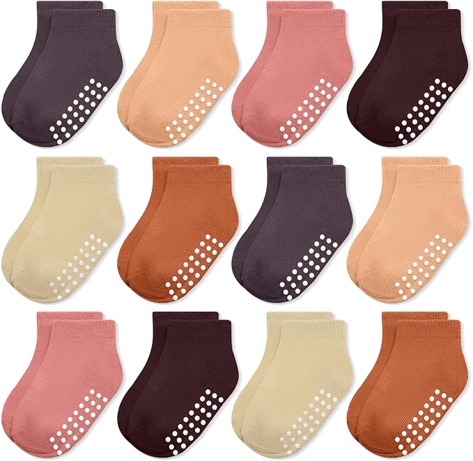 Baby Non-Slip Ankle Socks 12 Pack Soft Cotton by JAKIDAR