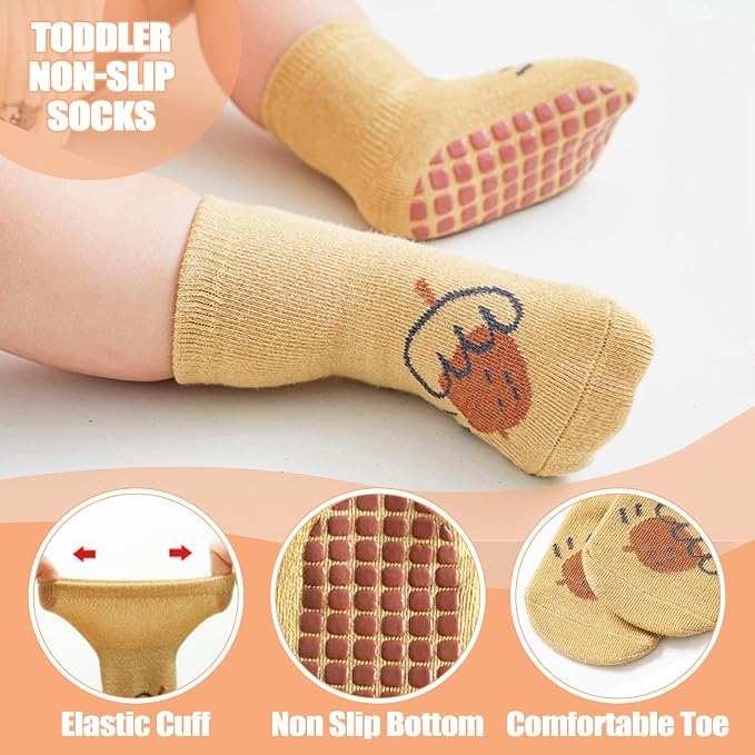 TRUEHAN 5 Pairs Toddler Non Slip Socks - Image 3
