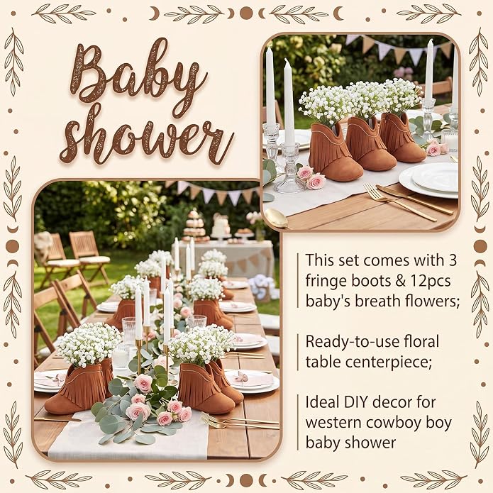 Glitopper 4 Set Baby Shower Table Decorations Booties Bulk - Image 6