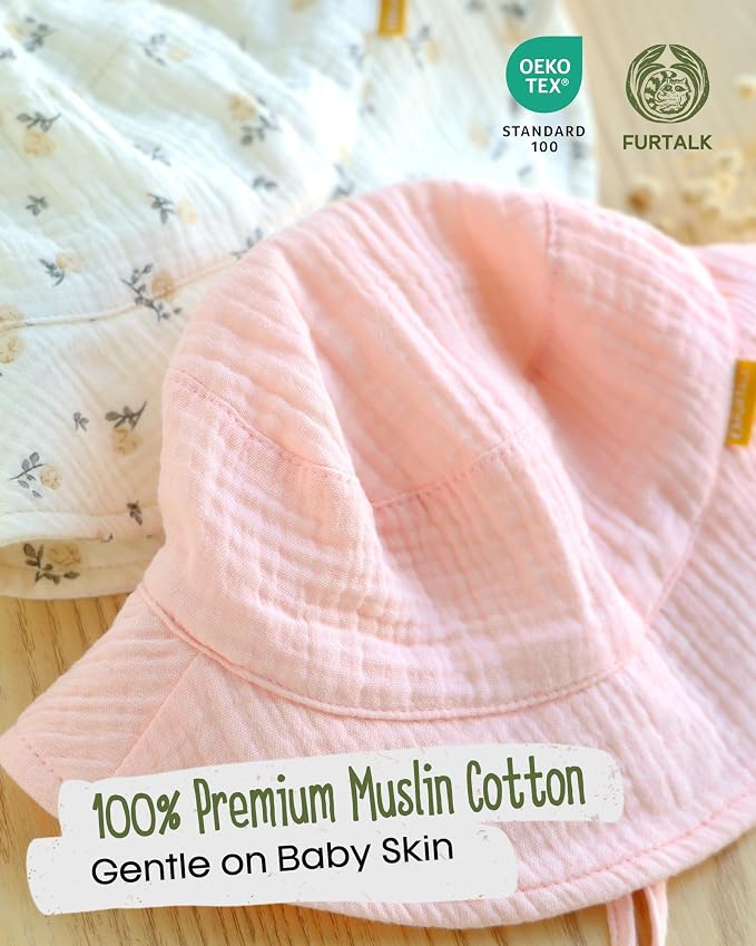 FURTALK Baby Sun Hat Muslin Cotton Toddler Bucket Hat - Image 2