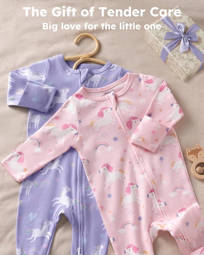 Baby Girl Sleepers 100% Cotton Footie Pajamas Newborn 0-3 3-6 6-9 Months - Image 8