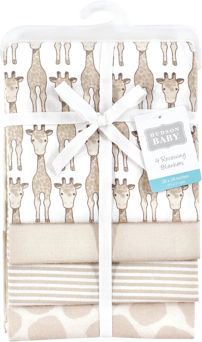 Hudson Baby Cotton Flannel Receiving Blankets 4-Pack, One Size - Image 2