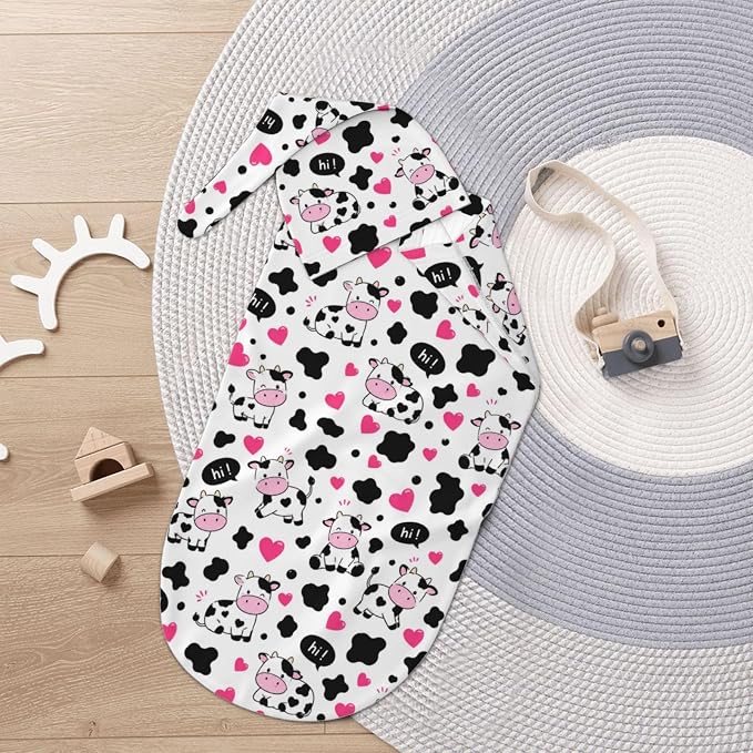 Cute Cow Swaddle Blankets Soft Receiving Blanket Baby Swaddle Wrap - Image 6