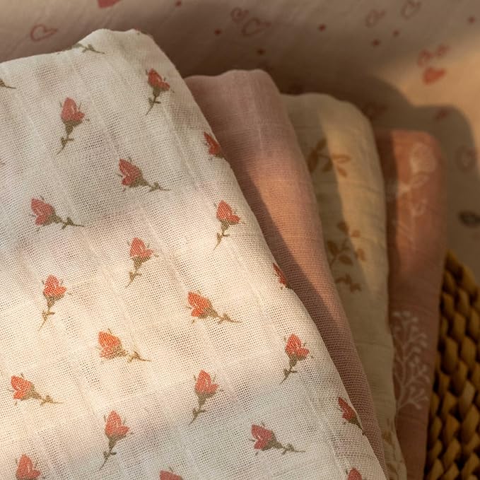 Muslin Swaddle Blankets for Newborn, Cotton Receiving Blanket | 4 Pack 100% - Image 2