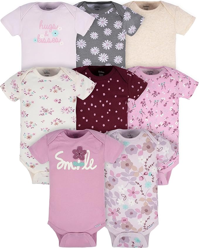 Gerber Baby Girls' 8-pack Short Sleeve Onesies Bodysuits by Gerber