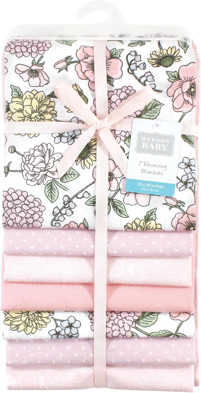 Little Treasure Hudson Baby Cotton Poly Flannel Receiving Blankets Multipack - Image 2