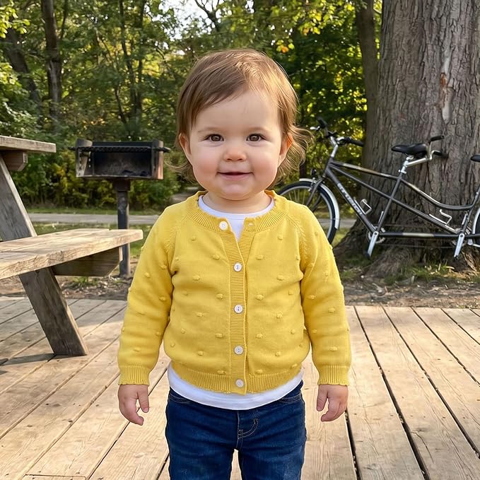 BULINGNA Toddler Baby Girl Cardigan Sweater Long Sleeve Button Down Knit - Image 2