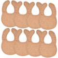 Comfy Cubs Muslin Bibs for Babies, Pack of 8 - Soft and Highly Absorbent, Feeding, Drool and Teething Bib, Adjustable Snaps - Stylish & Colorful Unisex Designs, Giftable Set - Caramel