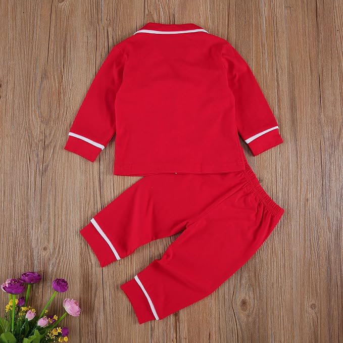 Kids Baby Girl Boy Satin Pajamas Set Button Down Sleep Shirt Top+Long Pants - Image 4