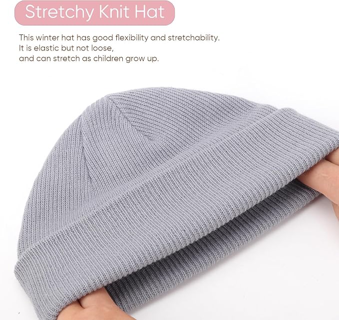 DRESHOW BQUBO 3 Pack Baby Beanies Toddler Kids Winter Hats Soft Knit Hat - Image 6
