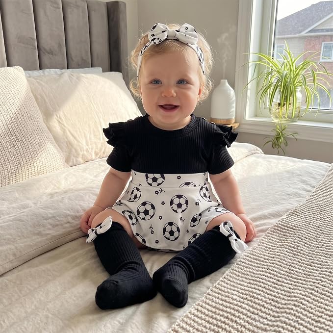 Giraropa Newborn Baby Girl Clothes Smocked Bubble Romper Dress + Socks + - Image 3