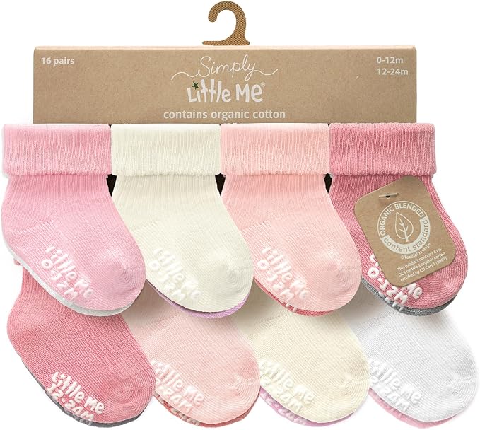 Little Me Baby Socks 16 Pairs | 61% Organic Cotton | Sizes 0-12M & 12-24M | - Image 2