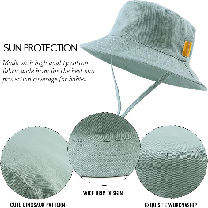 JANGANNSA Cotton Baby Sun Hat Infant Toddler Boys Girls Bucket Hats Summer Sun - Image 4