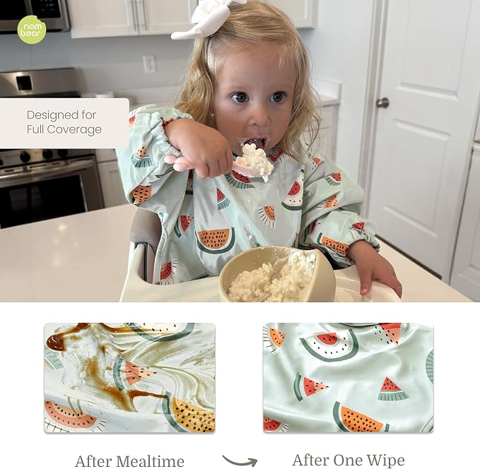 Waterproof Smock Baby Bibs for Eating | Long Sleeve Bib for Baby Led Weaning - Image 2