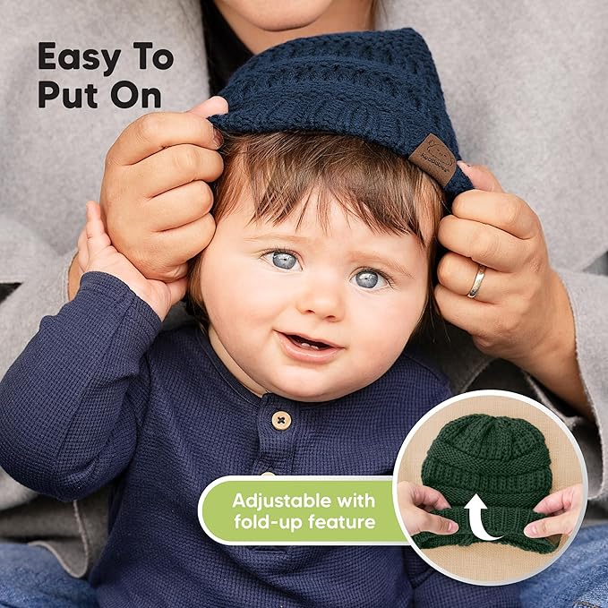 3-Pack Baby Beanies for Boys, Girls - Stretchy Knit Baby Hats, Cute Newborn & Toddler Winter Hat, Soft & Warm Infant Beanie 0-6 Months (Icelandic, S)