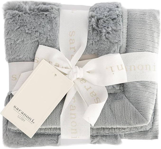 Saranoni Oversized Blanket Plush Soft Luxury Adult Blanket Slate XL 60x80 | by SaranoniLuxuryBlankets