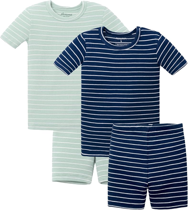 AVAUMA Stripe Pattern Baby Boys Girls Pajama Set Kids Toddler Snug fit Ribbed by AVAUMA