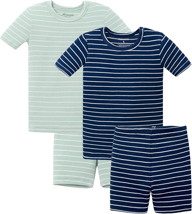 AVAUMA Stripe Pattern Baby Boys Girls Pajama Set Kids Toddler Snug fit Ribbed by AVAUMA
