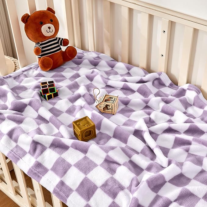 Yurhap Checkered Baby Blanket Fleece Baby Blankets - Image 2