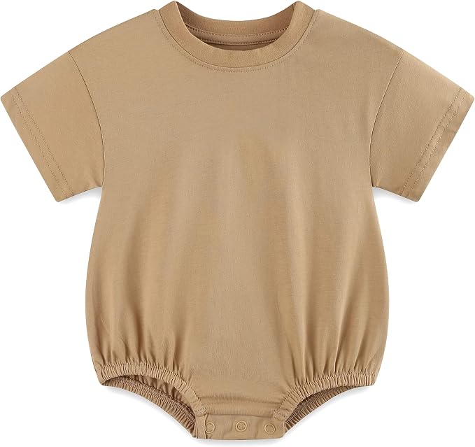Baby Bubble Onesie Romper 100% Organic Cotton Clothes Short Sleeve Summer Solid by Unknown