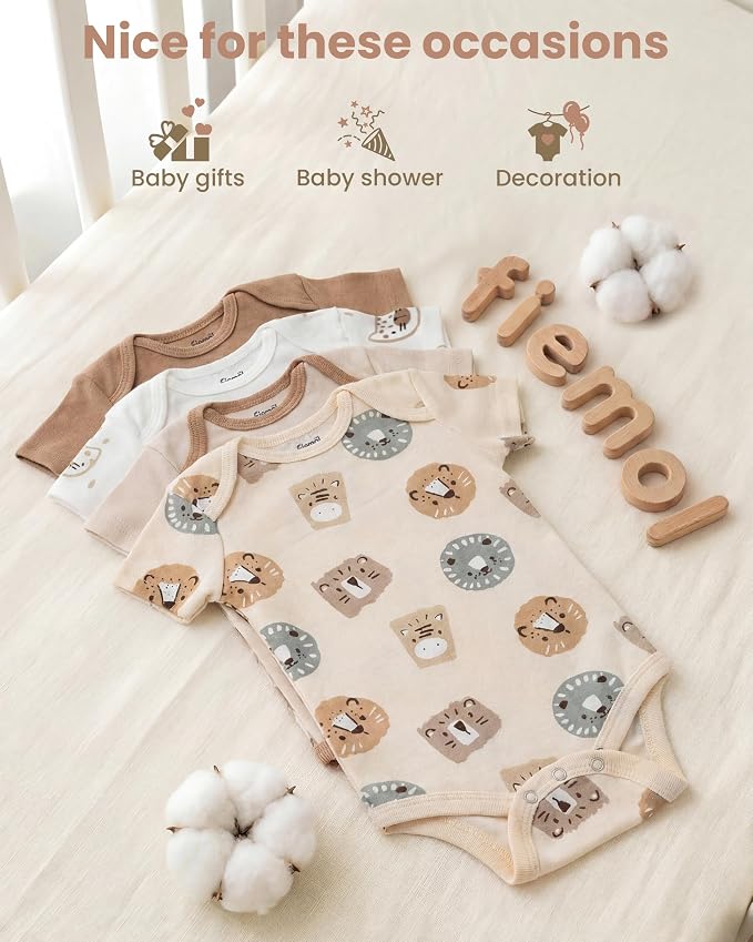 Baby Bodysuits Newborn 100% Cotton, Soft Short Sleeve Toddler Infant Cute Body - Image 7