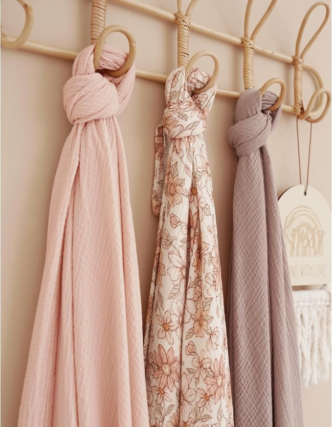 Konssy 2 Pack Muslin Swaddle Blankets, 100% Cotton Receiving Blankets | 47" × - Image 5