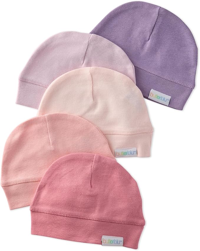 Charlie 5-Pack Caps 100% Organic Cotton Beanie Hats | GOTS certified Organic by Butterblu