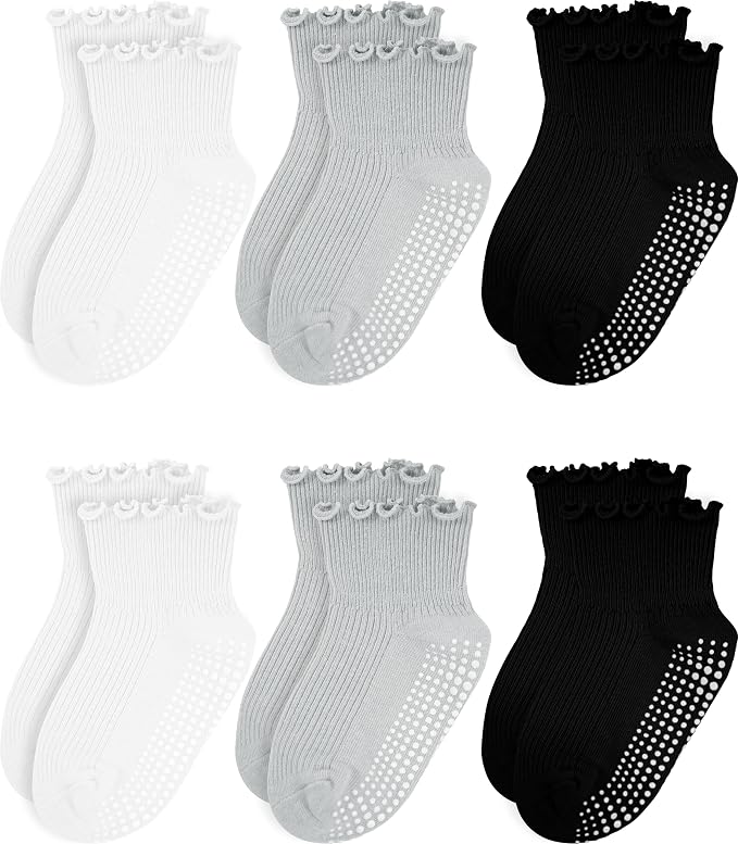 Girls Ruffle Socks Non-Slip Ankle Socks by Sooneeya