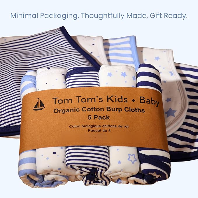 Tom Tom's Kids + Baby Organic Baby Burp Cloths 5 Pack - Image 8