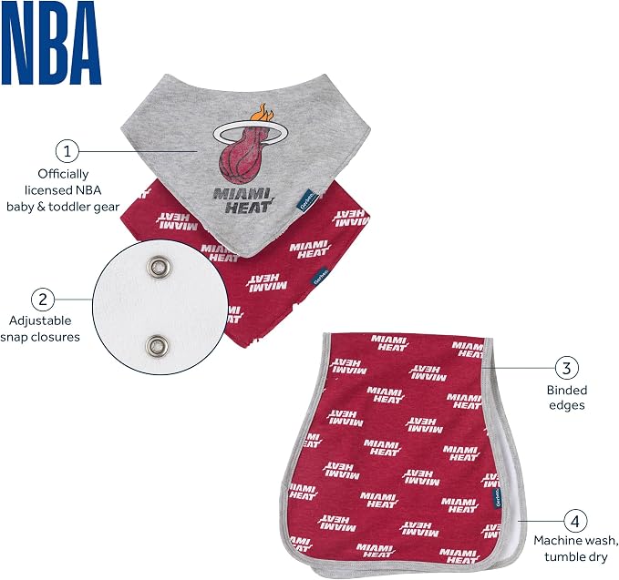 Gerber Baby NBA Bandana Bib and Burp Cloth Set - Image 6