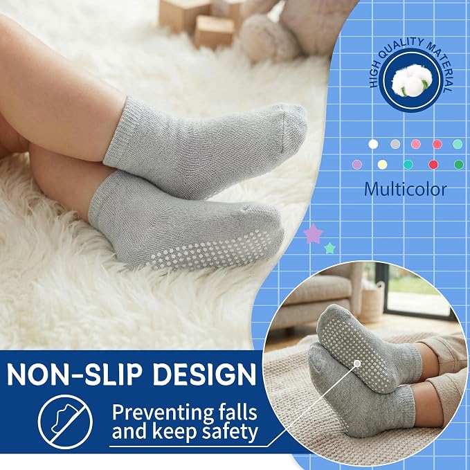 GRPSKCOS Baby Socks Non Slip 12 Pairs Toddler Anti Skid Socks - Image 2