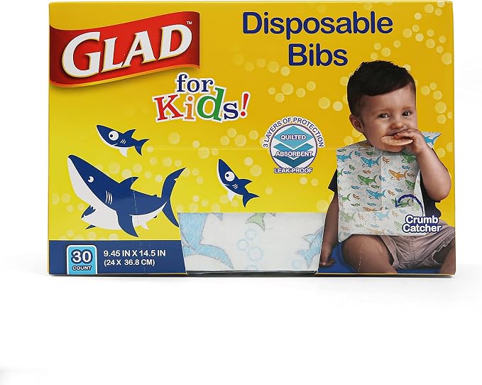 Glad for Kids Disposable Paper Bibs & Crumb Catcher, 30 Ct, 24-Pk | Absorbent - Image 8